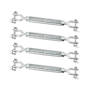 4 Pack M12 Galvanized Steel Turnbuckle, 1/2 Inch Heavy Duty Jaw and Jaw Turnbuckle, Weather Resistant Forged Turnbuckle for Tension Cable, Rope, Chain, 2200 lbs Working Load
