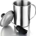 Stainless Steel Basting Pot with Basting Brush, BBQ Sauce Brush Pot Set with Handle Portable Sauce Brush for Cooking, Bbq Grill Accessories
