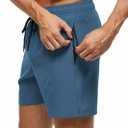 Tyhengta Men's Swim Trunks Quick Dry Beach Shorts with Zipper Pockets and Mesh Lining (Blue,32)