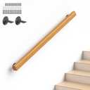 2FT Wooden Stair Railings,Wall-Mount Hand Rails for Indoor Outdoor Stairs