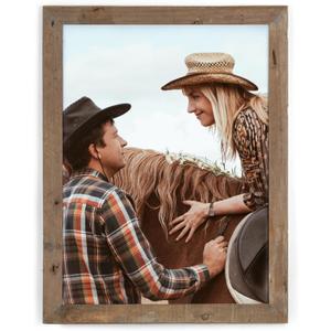 Rustic Picture Frame 18x24, 100% Reclaimed Wood Frame with Tempered Glass, Farmhouse Style Photo Poster Frame 24x18 Distressed & Vintage Looking Wall Decor Gallery Frame Set Mounting or Table Display (18''x24'')