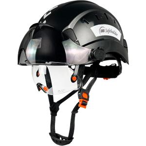 SAFEBUILDER Construction Safety Helmet with Build-in Visor ABS Hard Hat with Visor Adjustable Ventilation Hardhats Work Head Protection ANSI/ISEA Z89.1, 20.87-24.8 inch