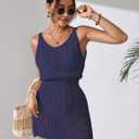 BreathSunny Womens Bathing Suit Crochet Cover Up Swimsuit Beach V Neck Bikini Knit Coverups Vacation Resort Mini Dress (Purple, L)