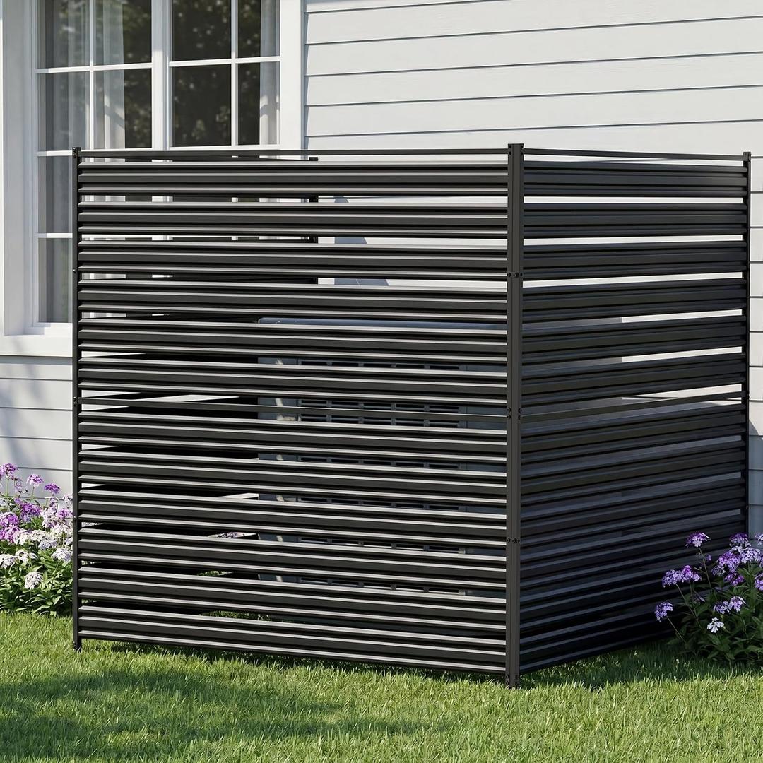 50"W x 48"H Air Conditioner Fence, 2 Panels Outdoor Privacy Screens, Metal Rustproof Trash Can Fence, Pool Equipment Enclosure, AC Unit Fencing, Ideal Outdoor Privacy Wall for Outside, Backyard, Patio