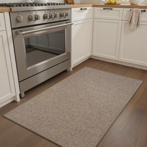 RESARE Kitchen Mats, Non-Slip Kitchen Mats for Floor, Absorbent Quick Dry Washable Kitchen Rugs in Front of Sink, Hallway, Laundry, Kitchen Floor Mat(Beige, 17"x 30")