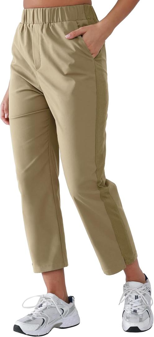 Women's Mid Rise Ankle Pants Golf Pants Women with Pockets Lightweight Activewear Lounge Pants (XX-Large, Ivory)