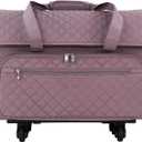 Everything Mary XXL Rolling Sewing Machine Case – Purple Quilted Craft Bag with 4 Wheels – Spacious Storage Organizer with Pockets for Sewing & Craft Supplies