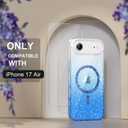 Choiche Magnetic for iPhone 17 Air Case Women Phone Case, Compatible with Mag-Safe, Cute Bling Sparkly, Military Grade Protection, with Diamond Camera Lens Covers, 6.5-inch, Glitter Clear/Blue