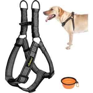 No Pull Dog Harness with Reflective Adjustable,Stops Pets from Pulling and Choking On Walks for Large Dogs (Black, XXL)