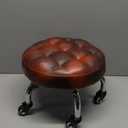 Brown Low Roller Seat 13, PU Leather Low Rolling Stool with 5 Rolling Caster Wheels, Low Seat Tool Heavy Duty for Home and Office Use, Modern Comfortable Wheel Stool Chair Low Height, 1Pcs