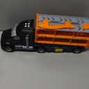 JOYIN Toy Truck for Kids,5-FT Race Track and 12 Die-Cast Metal Toy Cars, Racing Car with Lights & Sounds, Carrier Truck Playset Gift for 3 4 5 Years Old Boys and Girls, Easter Kids Gift (Blue Orange)