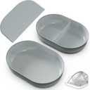 Bowl & Mat Set for Automatic Microchip Cat Pet Feeder, Sealing Ring Design for Keeping Food Fresh and Reducing Odor, Easy to Clean(Grey)