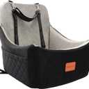 Dog Car Seat for Medium Sized Dog,Pet Travel Car Bed with Seat Belt Channle,Fully Detachable and Washable Car Dog Seat with Adjustable Straps,3 Straps Easy to Install (Black/Grey)