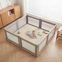 Baby Floor Play Mat for Playpen, Extra Thick 74x50 Inches Padded Mat with Ultra Soft 3D Minky Dot & Removable Washable Cover, Non-Slip & Safe for Crawling,Tummy Time,Infant/Toddler (Beige)