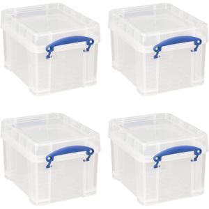 Really Useful Box 4 Pack Storage Bins, Clear Plastic Stackable Organizing Totes, 3 Liter Really Useful Box 4 Pack Storage Bins, Clear Plastic Stackable Organizing Totes, 3 Liter