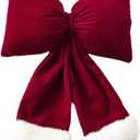 Velvet Burgundy Bows Christmas Ornaments Hanging Christmas Tree Decorations Bows Pendants Indoor Outdoor Christmas Party Decorations for Home Gifts (Medium)