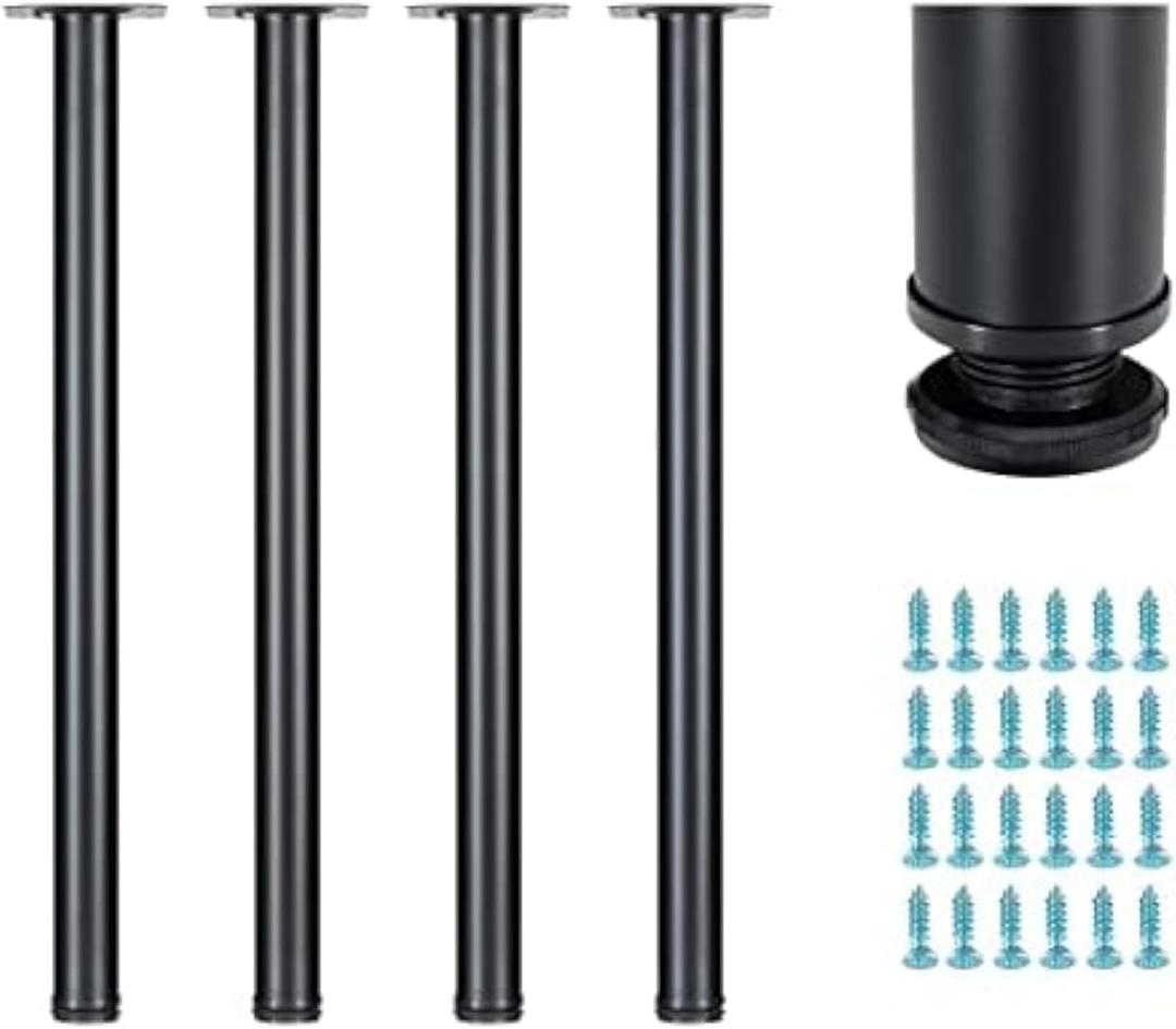 WUHUANGKAKA 28 Inch Table Legs,Adjustable Metal Desk Legs,Suitable for DIY Furniture Legs,Computer Desk,Dining Table,Workbenches,Coffee Table,Set of 4 (Black).