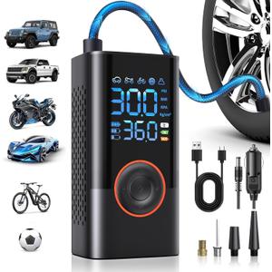 Tire Inflator Portable Air Compressor Portable Cordless Mini Air Pump with Digital Pressure Gauge Inflater 150PSI 3X Fast Inflation Auto Shutoff Large Battery Tires Pump for Cars Motors Bikes Balls (Red)
