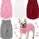 4 Pack Dog Sweaters for Small Dogs, Puppy Small Medium Warm Clothe in Winter, Pet Cat Turtleneck Knitted Sweaters Cold Weather for Boy Girl Pet Chihuahua Doggie, Four Colors(M)