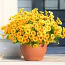 Waipfaru Artificial Flowers for Outdoors Faux Plants, UV Resistant Artificial Outdoor Flowers, Yellow Silk Daisy Realistic Fake Mums Flower for Front Porch Spring Home Planter Patio Decor, 12 Bundles