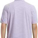 M MAELREG Boys' Polo Shirt Striped Short Sleeve Moisture Wicking Performance Stretch Active Casual Collared Kids Golf Shirt (6 Years, Light Pink/Cobalt Stripe)