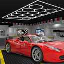 MODERN Hexagon LED Light: 14-Grid Honeycomb System with Border, 720W 86400LM 6500K Daylight for Garage, Car Detailing & Exhibition Hall Lighting