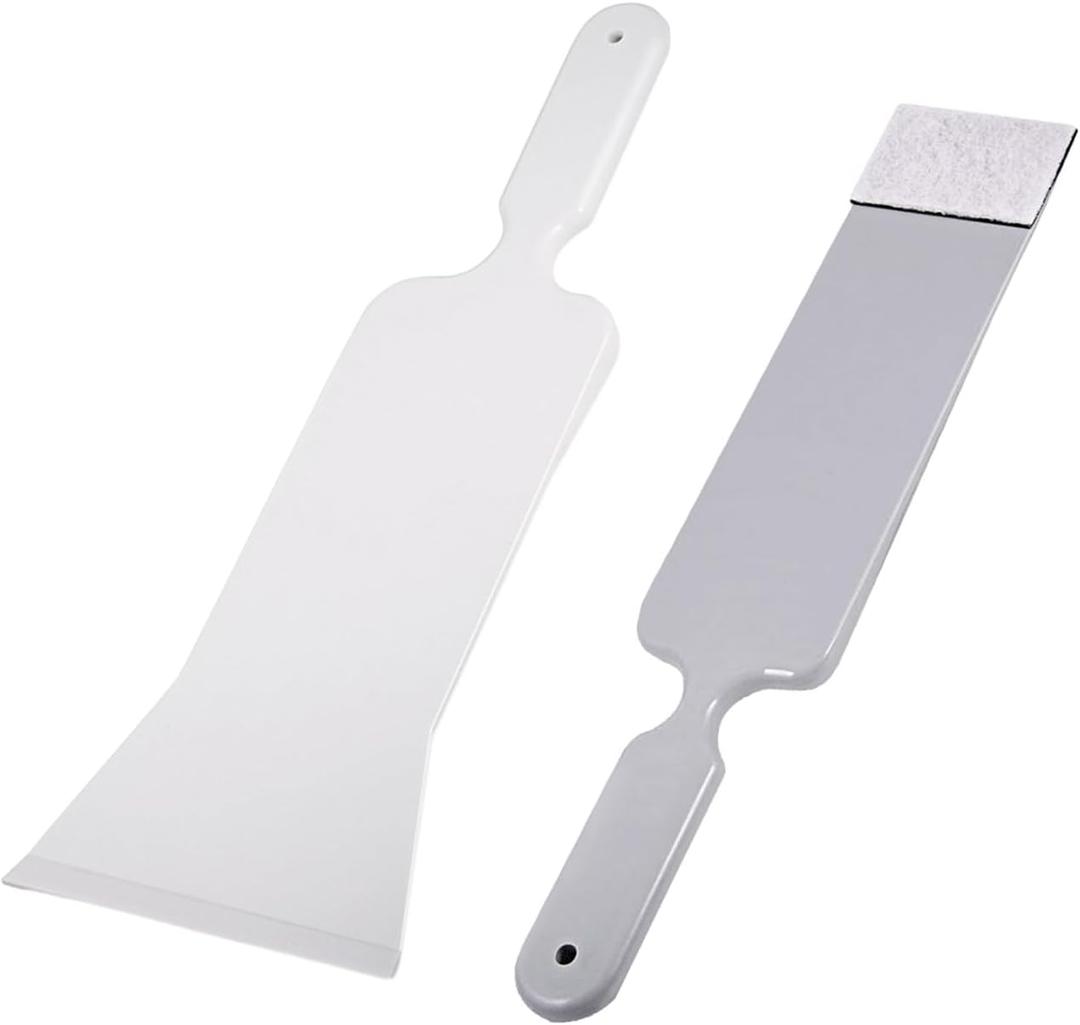 2PCS Long Handle Window Tint Tools, Bulldozer Squeegee & Scrubber Paddle Squeegee Tool Set for Car Front Rear Windows Cleaning, Glass Vinyl Wrap Snow Frost Ice Removal Tool (Grey+White)