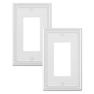 TREEWELL 2-Pack Decorator Outlet Cover Plate, Decorative Switch Plates and Outlet Covers, Pure White Metal Wall Plates for Electrical Outlets, Receptacle, GFCI Outlet, Dimmer Switch