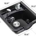 Shampoo Bowl for Salons, Black ABS Plastic Shampoo Sink for Home, Easy to Clean and Install Salon Shampoo Bowls for Hair Stylist, 19x19x10.75 inches