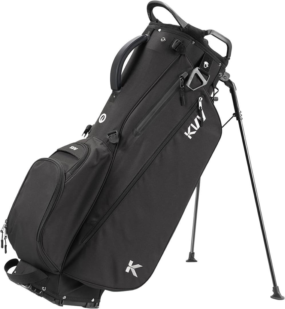 KVV Lightweight Golf Stand Bag with 7 Way Full-Length Dividers, 5 Zippered Pockets, Automatically Adjustable Dual StrapsElegant Design