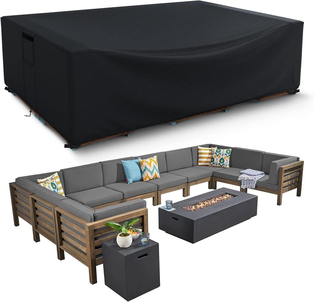 Patio Furniture Covers Waterproof, Heavy Duty 600D Outdoor Furniture Covers for Outside Sectional Sofa Set,Tear Resistance and Anti-UV, Black,108"L x 82"W x 28"H