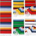 Tudomro 4 PCS Large Authentic Mexican Blankets Colorful Mexican Striped Throw Blankets Serape Fiesta Beach Fringe Yoga for Home Office Camping Picnic (Classic)