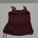 ANFILIA Women's Tankini Top Tie-Side Drawstrings Bathing Suit Top Ribbed Fabric Tummy Control Sporty Swimsuit Top (XX-Large, WineRed)