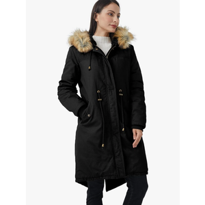 WenVen Women's Winter Long Hooded Sherpa Lined Parka Jacket Warm Coat, Size XL