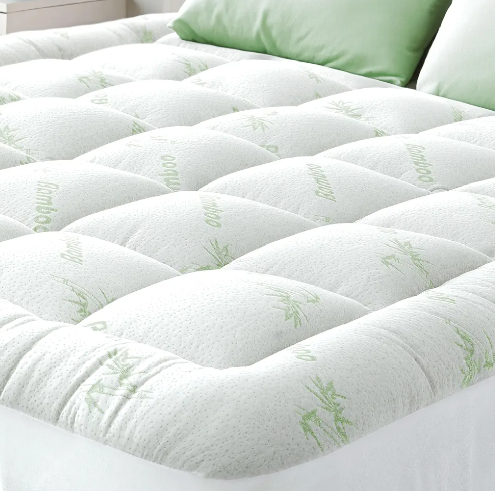 Ultra Soft Twin Size Mattress Topper - Viscose Made from Bamboo Pillow Top Mattress Pad for Back Pain Relief - Naturally Cooling for Hot Sleepers, Green
