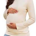 Chuanqi Womens Maternity Shirt Fall Long Sleeve Crew Neck T-Shirts Pregnancy Clothes Side Ruched Tunic Tops XXL
