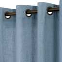 KOUFALL Stone Blue Linen Curtains for Bedroom,2 Panels Bronze Grommet Semi Sheer Dusty Blue Curtains for Living Room, Grey Blue,84 Inch Length 2 Panels