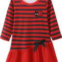 Baby Girl Fall Clothes: Soft Long Sleeve Bow Tie Print Outfits Casual Birthday Party Clothing 9-12 Months