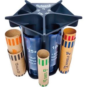 Coin Counter Coin Sorter TubeCreative 5-in-1 Change Sorter Coin Organizer Change Counter Machine Coin Roller Coin Bank Holder Coin WrappersSuper Easy to Use & Accurate Great Gift for Kids