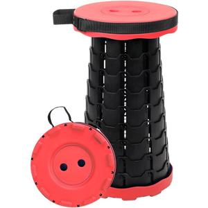 Foldable Telescoping Stool Portable, Retractable Stool for Adults, Upgraded Collapsible Folding Seats with Load Capacity 550lbs, Camping Stools for Adults (Red)