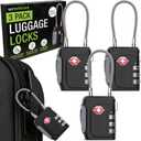 Untethered TSA Luggage Locks (3 Pack) Resettable 3-Digit Combination TSA Approved Travel Padlocks for Suitcases, Backpacks, Gym Bags & Checked Baggage (3 Pack | Black)