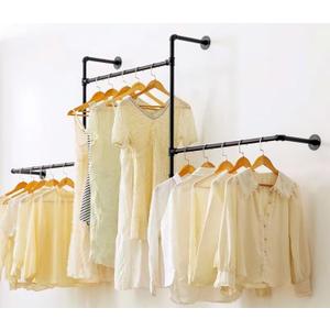 Industrial Pipe Clothing Rack Wall Garment Rack with Pipe Clothes Rails, Heavy Duty Clothes Hanging Rods Space-Saving Closet Organizer (Wall Clothing Rack-3 Hanging Rods)