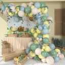 Soonlyn The Baby Shower Decorations, 13Ft Sage Green Balloon Arch Kit 12In Yellow Dusty Blue White Sand Balloons for Birthday Party Decorations