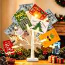 Money Tree Gift Holder, 2FT 24 LED Birch Tree with 12 Clear Clips, Battery Powered Lighted Display Card Trees for Christmas,Wedding, Photo Memo, Birthday GraduationWhite