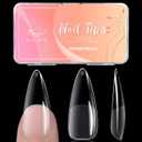 Ranrose Long Almond Nail Tips: 240pcs Nail Tips Full Cover False Nail 12 Sizes Half Matte Pre-shape Acrylic Almond Shaped Press On Nail Tips DIY Nail Salon