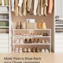 SONGMICS Shoe Rack, 3-Tier Shoe Organizer, Metal Storage Shelf, Upright or Upside Down, for 16-20 Pairs, Stackable, for Entryway, 11.8 x 36.2 x 21.7 Inches, Pearl White ULSA303W03