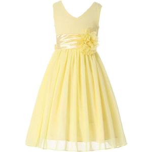 Bow Dream Junior Bridesmaids V-Neckline Chiffon Flower Girl Dress 14
