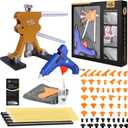 Super PDR 74PCS Car Dent Repair Kit, Small Dent Puller Kit, Adjustable Metal Dent Remover Tools with 58PCS High Viscosity Pull Tabs for Auto Body Large & Small Dents, Door Ding, Hail Damage