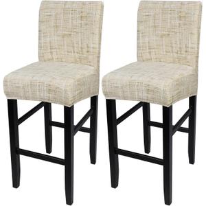 SearchI Bar Stool Covers Set of 2, Stretch Washable Barstool Seat Covers, Counter Height Chair Covers for Kitchen Dining Room Cafe (Beige Linen-Look Print)