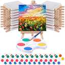 Crtiin Mini Watercolor Paint Set Gifts 4x4" Small Painting Kits Canvas with Easel Paints Brush Art Party and Watercolor Party Favor for School Classroom Birthday(24 Set)